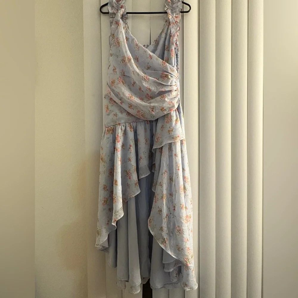 Abercrombie & Fitch Ruffle Strap Asymmetric Hem Maxi Dress Size LP Large Petite